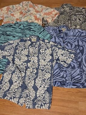 Cooke Street Hawaiian Aloha Shirt Men Lot of 5, Multiple Floral Short Sleeves L